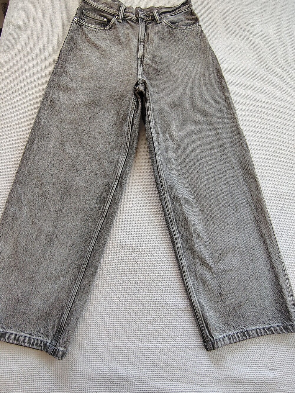H&M Men’s Washed Grey Baggy Wide Leg Jeans - Size 30x32